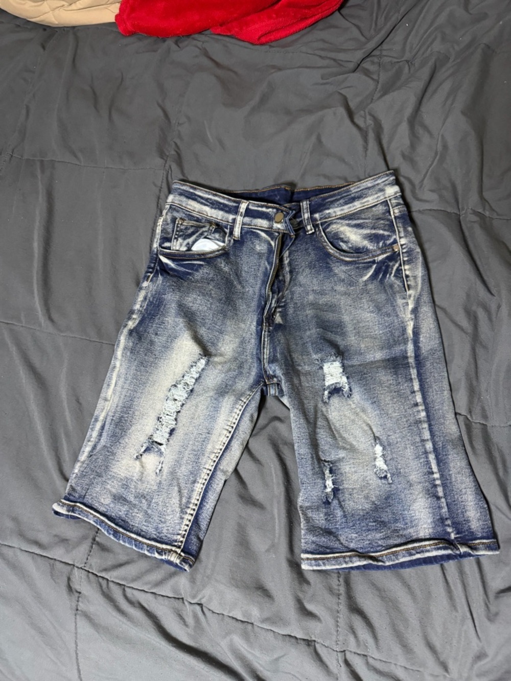 Men's Distressed Denim Shorts - Blue